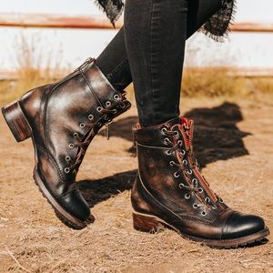 Freebird Liverpool leather moto boot red zipper sz 10